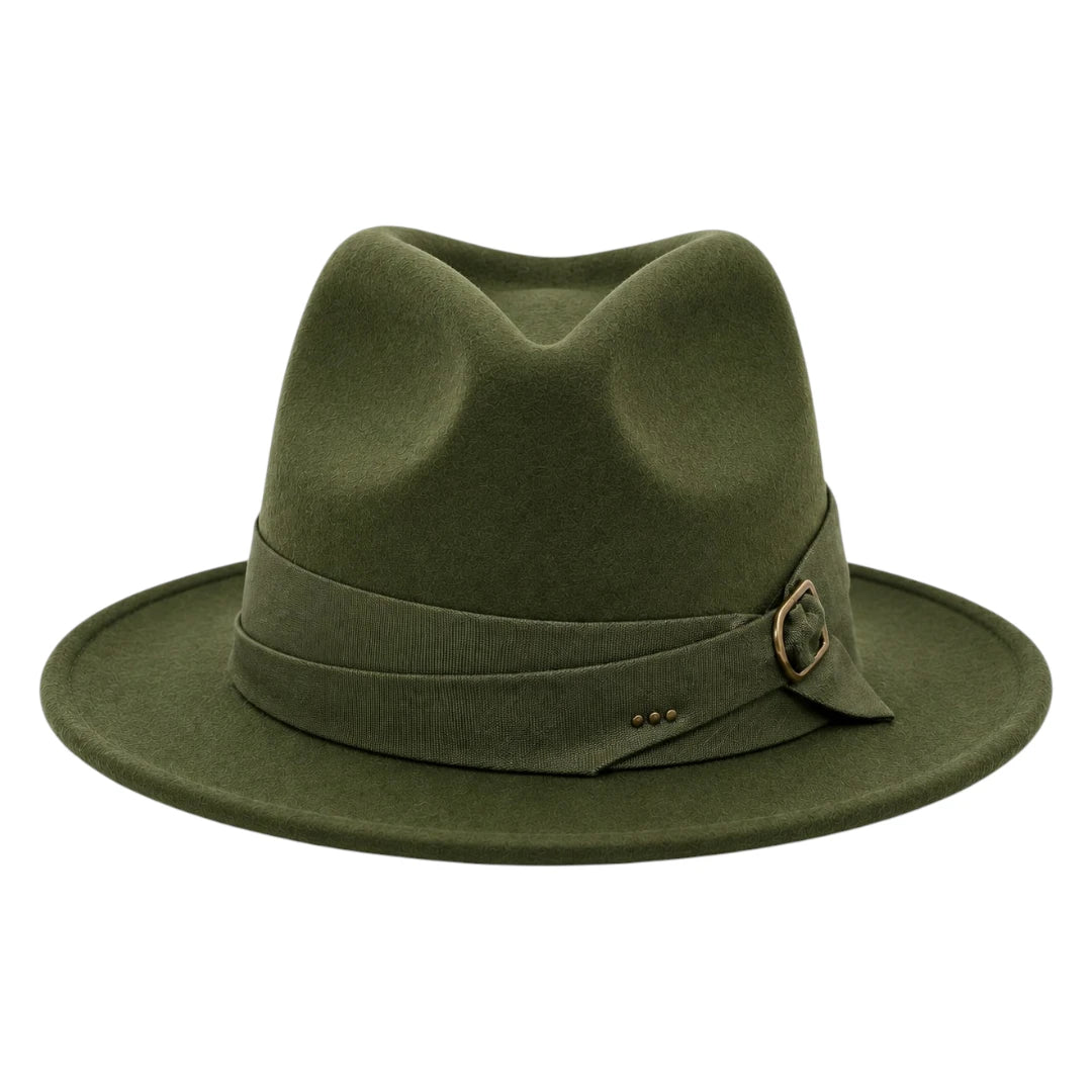 SIRAK Olive Green Felt Fedora Hat