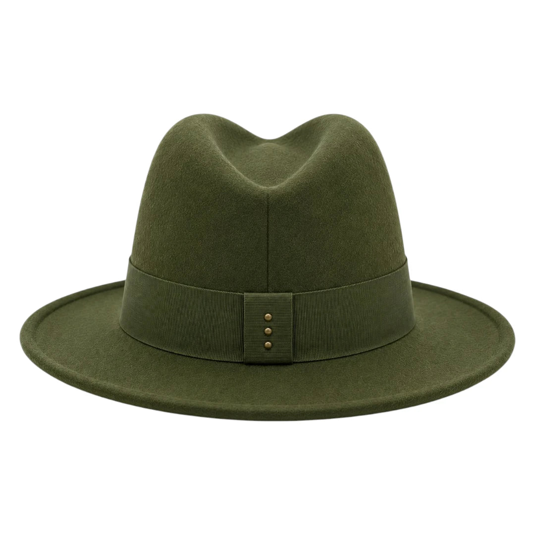 SIRAK Olive Green Felt Fedora Hat