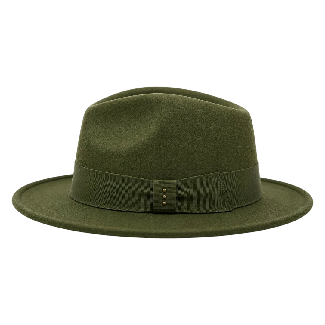 SIRAK Olive Green Felt Fedora Hat