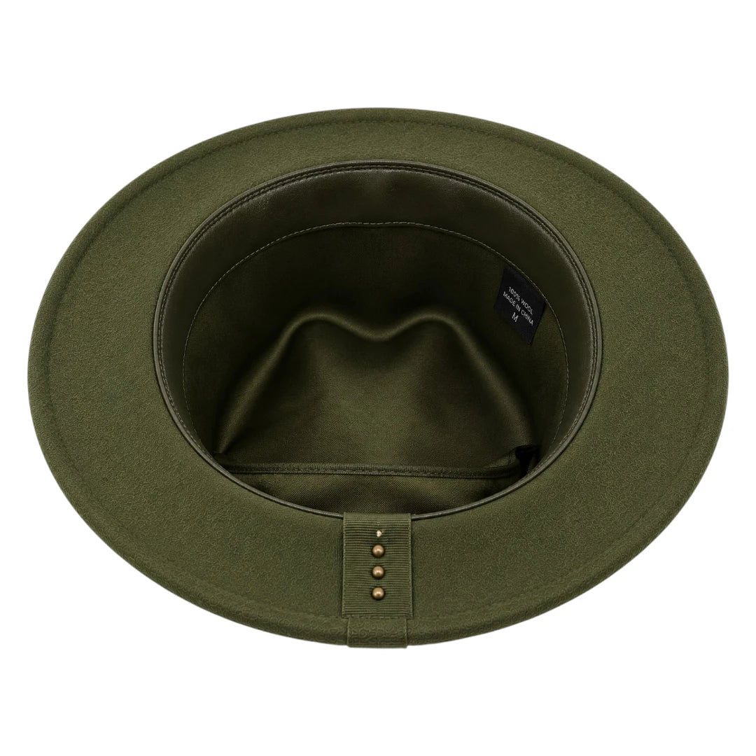 SIRAK Olive Green Felt Fedora Hat