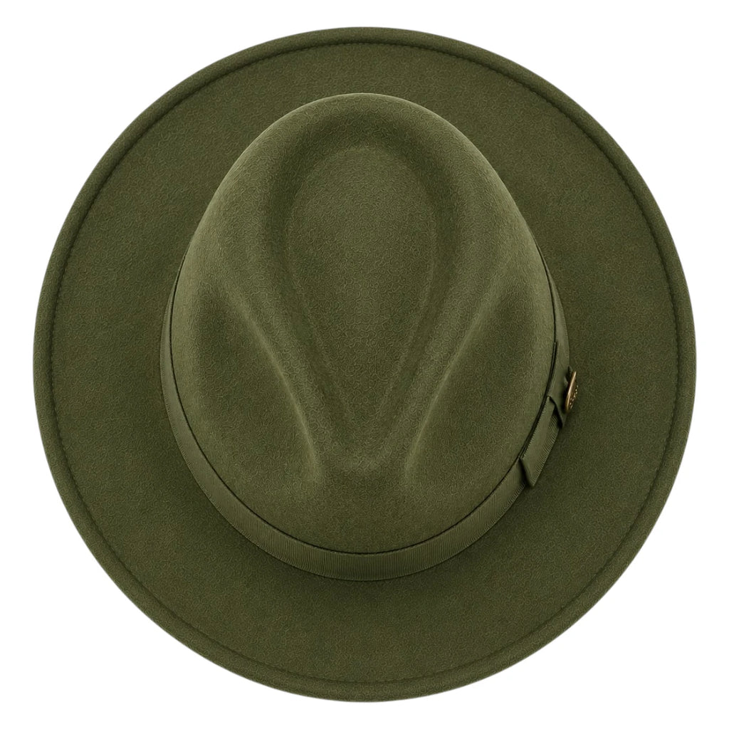 SIRAK Olive Green Felt Fedora Hat