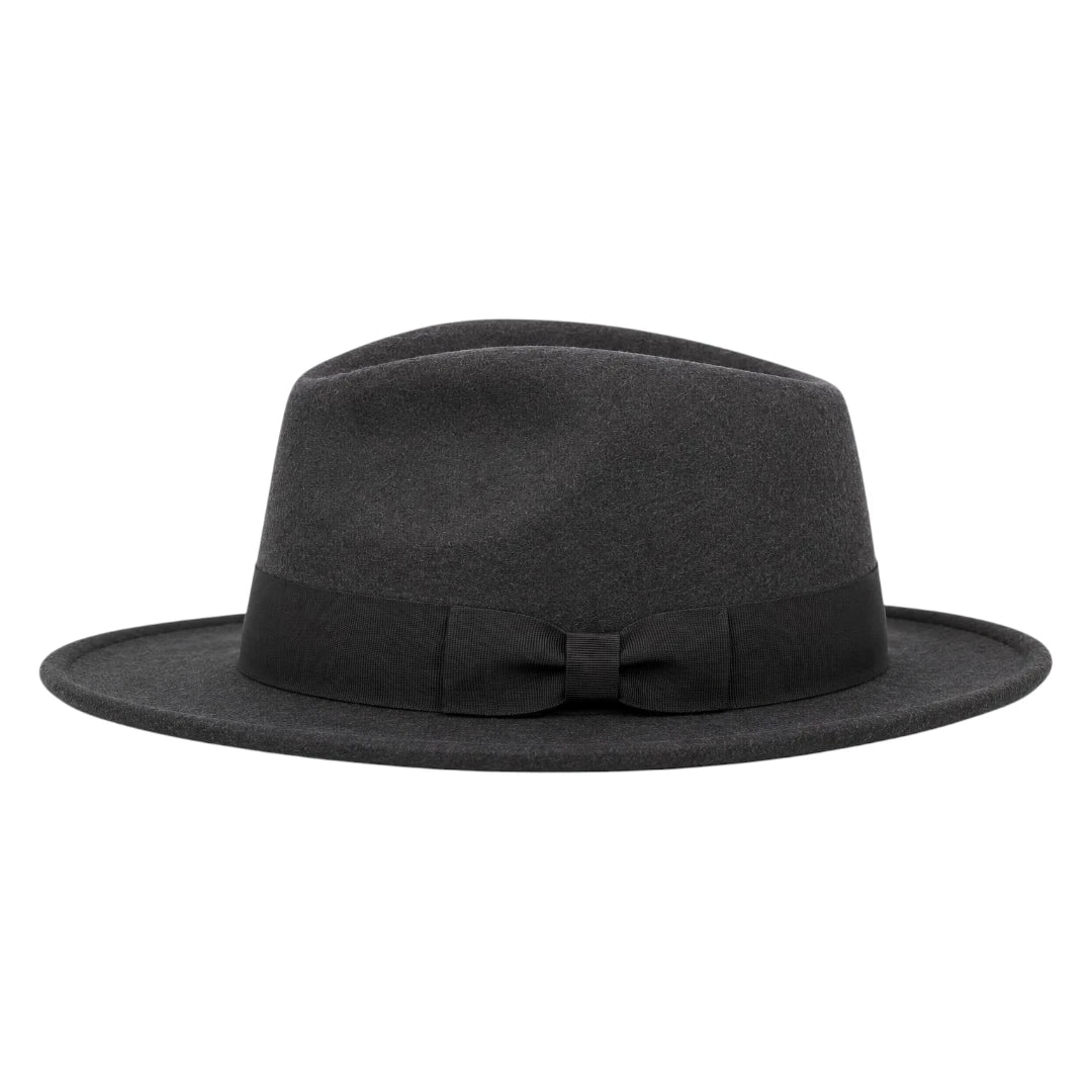 SIRAK Classic Dark Gray Felt Fedora Hat