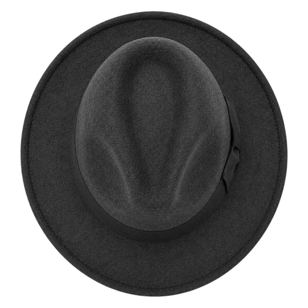 SIRAK Classic Dark Gray Felt Fedora Hat